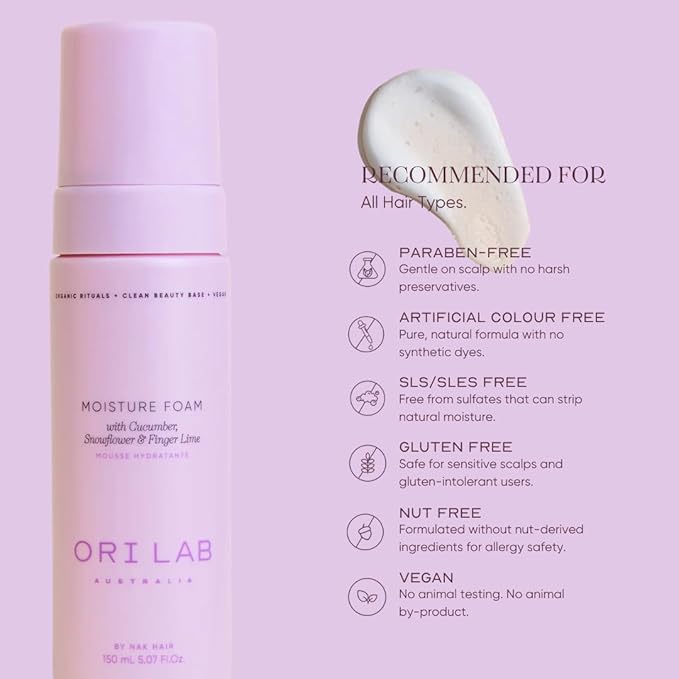 ORI LAB Moisture Foam, Hydrating Curl Mousse to Define Waves, 5.1 fl oz