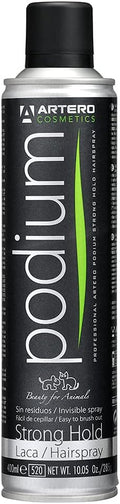 ARTERO Podium Strong. hold hairspray for dogs and cats long lasting shaping spray for competition finish fast drying formula with strong control suitable for all coat types