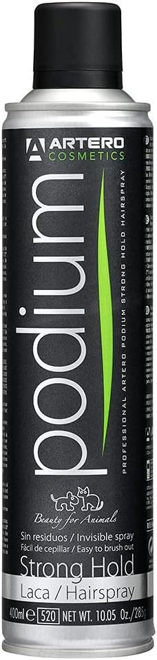 ARTERO Podium Strong. hold hairspray for dogs and cats long lasting shaping spray for competition finish fast drying formula with strong control suitable for all coat types