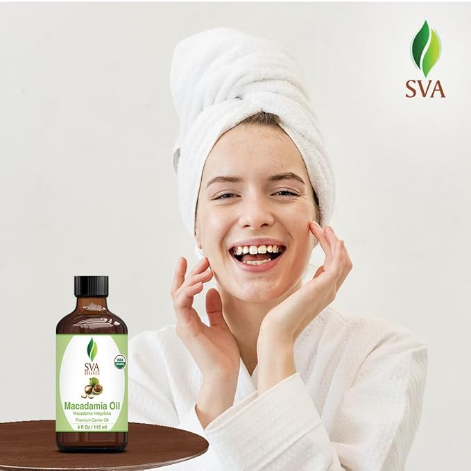SVA Organic Macadamia Seed Carrier Oil with Dropper, 4 Fl Oz (118 ml)