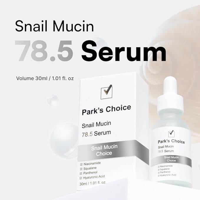 Snail Mucin 78.5% Serum | Snail Serum for Skin Repair & Barrier Recovery | Hydrating Facial Serum for Sensitive & Damaged Skin | Korean Skincare | Park’s Choice