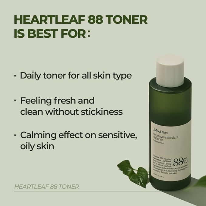 JMsolution Heartleaf 88 Toner (8.45 fl.oz.) | 88% Heartleaf Extract for Instant Soothing | Gentle Pore Care & Hydration | Hypoallergenic Face Toner | K-Beauty