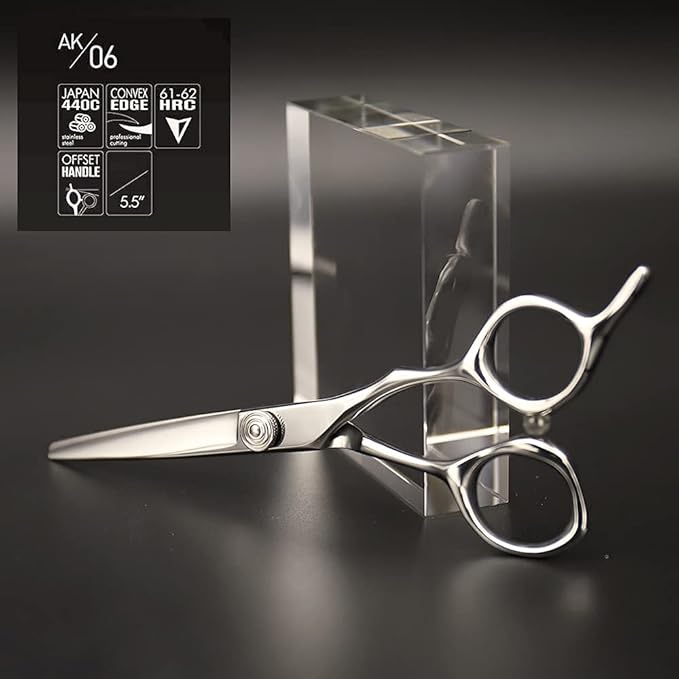 AOLANDUO 5.5-Inch Professional Hair Shears – Japanese VG10 Steel, True Convex Edge, Semi-Offset Handle, CNC Pivot – Precision Scissors for Detailing, Layering & Edging