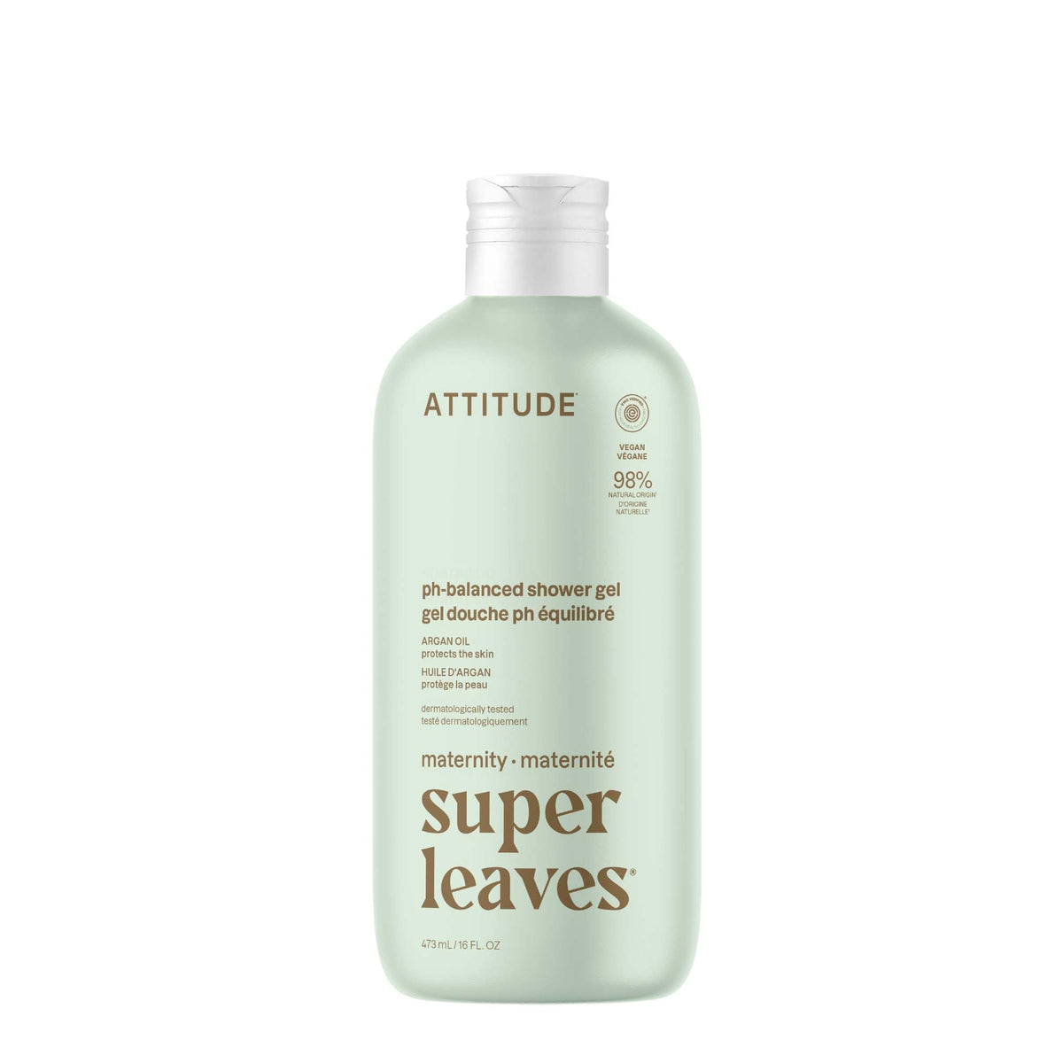 ATTITUDE Pregnancy pH-Balanced Body Wash, EWG Verified, Dermatologically Tested, Plant and Mineral-Based, Vegan Maternity Products, Argan Leaf Extract, 16 Fl Oz (Pack of 6)