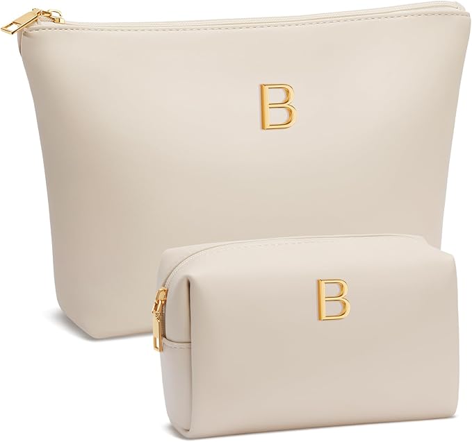 CLOUDWINGS Gifts for Women Girls Personalized Initial Travel Makeup Bag