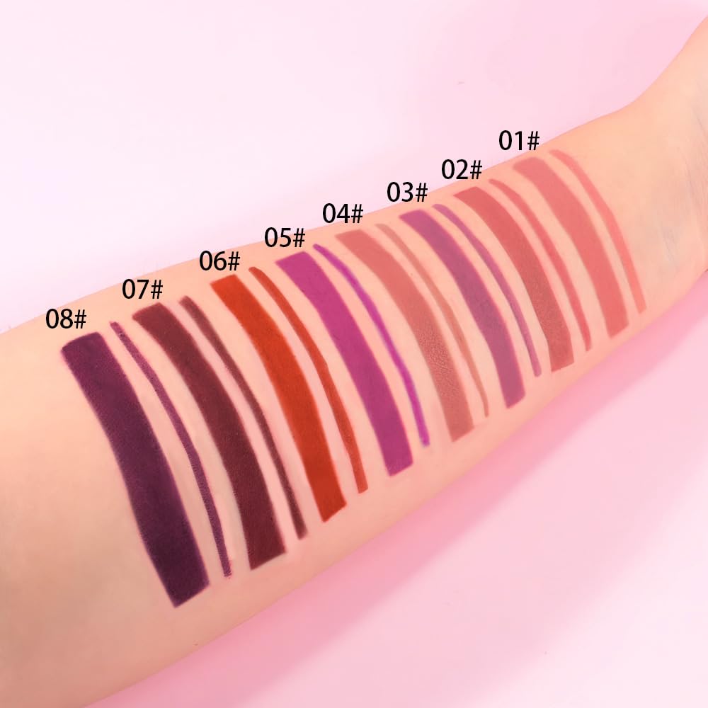 QIDSTERS Gel Lip Liner Pencil for Women, Nude Peach Matte Long Lasting Lip Liner Lipstick 24 Hour, High Pigmented Lips Makeup Retractable Liners Waterproof Smudge Proof, Vegan & Cruelty-Free 02