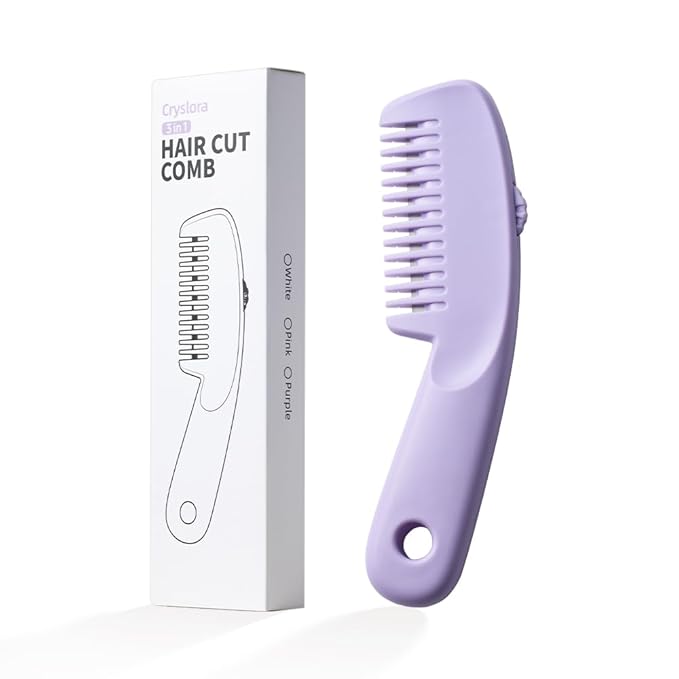 Cryslora Hair Razor Comb, Hair Thining Trimmer, Homeuse Cutting and Styling Comb (Purple)