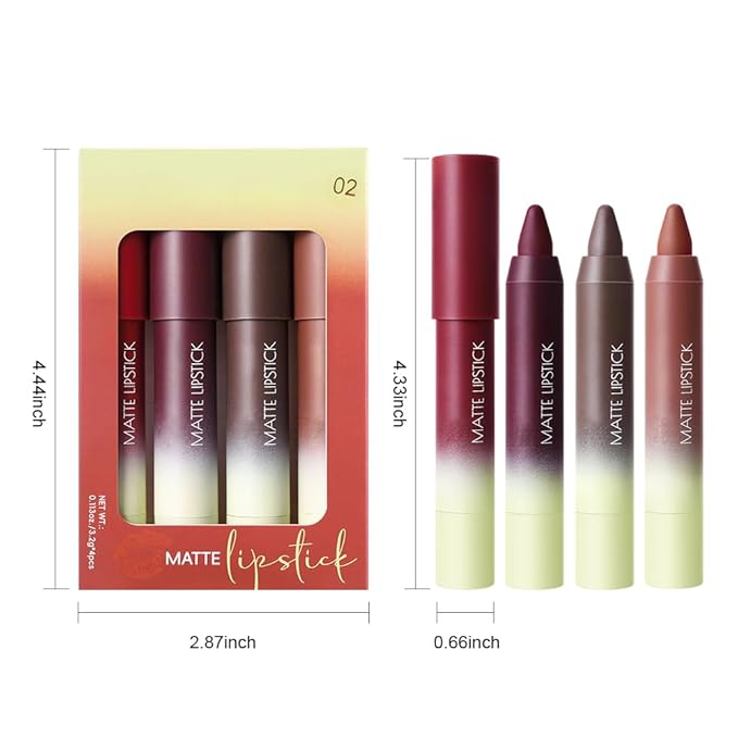 BINGBRUSH 4pcs Lip Liner Set, 2-in-1 Lip Liner and Matte Lipstick Pencil