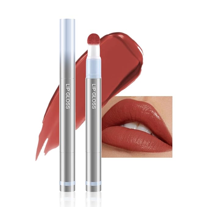 Hxssll Cushion Lip Gloss Matte Lip Tint – Long-Lasting Lightweight Color, Soft Plush Applicator for Gradient Blurred Lips, Non-Sticky Velvet Finish Hydrating Lip Stain 06#–Mocha Brown