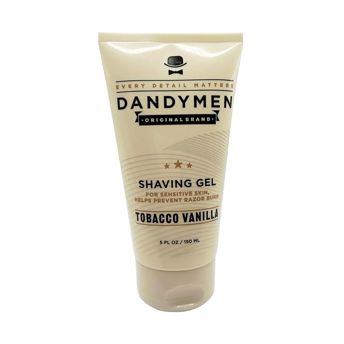 DandyMen Clear Shaving Gel for Men – Precision Edge with Pro-Vitamin B5 – Non-Foaming & Hydrating for Sensitive Skin – Tobacco Vanilla, 5 oz