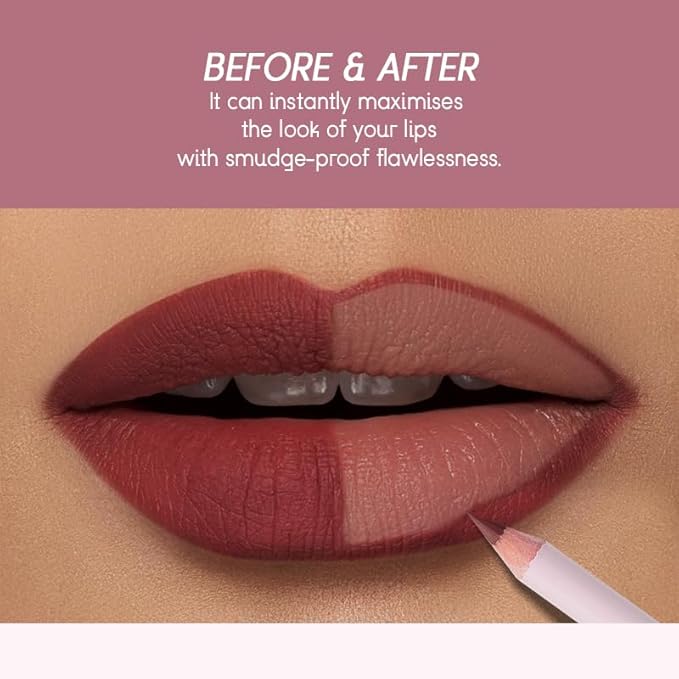 USHAS Lipstick and Lip Liner Combo Set 2 in 1 Waterproof Lipstick for Women Lip liner Set Long Lasting Lipstick, Matte Lipstick Pen with Lip Liner Set Makeup Kits (S15, Pack of 1)