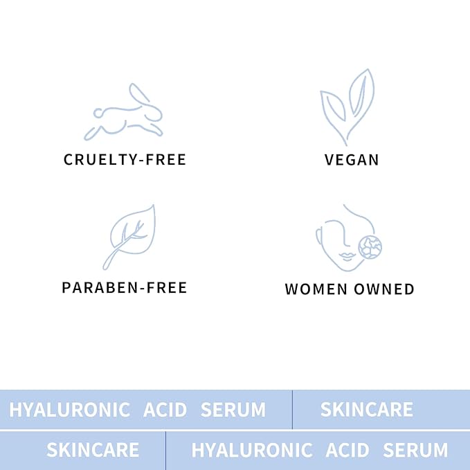 Hicream Hyaluronic Acid Serum for Face, Brightening Serum - Even Skin Tone&100% Pure Anti Aging, Intense Hydrating Moisturizer, Non-Greasy, Paraben-Free, Water-Based Skincare for All Skin Types (2 Oz)