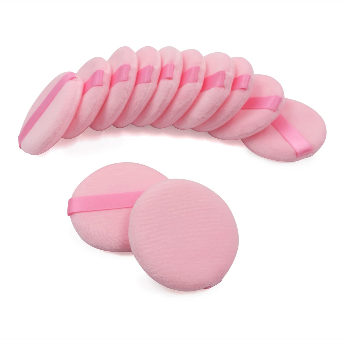 12 PCS Cotton Powder Puff Face Makeup Puff Pads 2.36 Inch, Velour Round Fluffy Puff for Loose Powder Foundation (White)