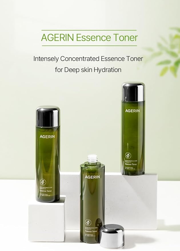 AGERIN Essence Toner with Ageratum for Sensitive and Dry Skin, Anti-Itch, Steroid Free, Skin Trouble Care, Calming Skin, Refreshing, Hydrating, Purifying, Cruelty Free, Vegan (4.39 Ounces)