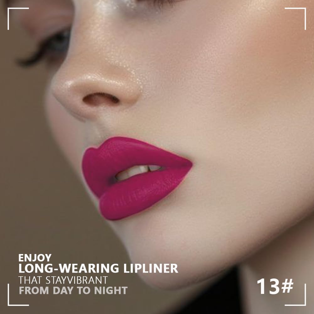 FeiCuiYun Matte Calligraphy Liquid Lip Liner Lipstick Pencil, Wine Red Long-Lasting Transfer-Proof Lip Stain Halloween Birthday Party Wear, Sheer Buildable Color, Fades to a Natural Wash of Colors