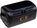joyinaff Personalized Embroidery PU Leather Travel Toiletry Bag for Men,Stylish Travel Organizer for Travel, Wedding Gift,Customized Monogram Travel Shaving Dopp Kit for Groomsmen (Black)