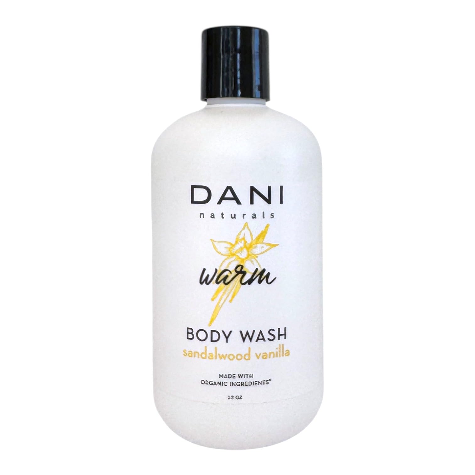 DANI Naturals Sandalwood Vanilla Body Wash, Sulfate-Free and Vegan,12 fl oz