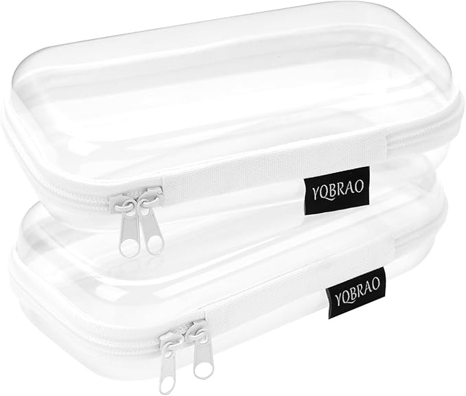 YQBRAO Clear Hard Shell Organizer Set, 2-Pack, White