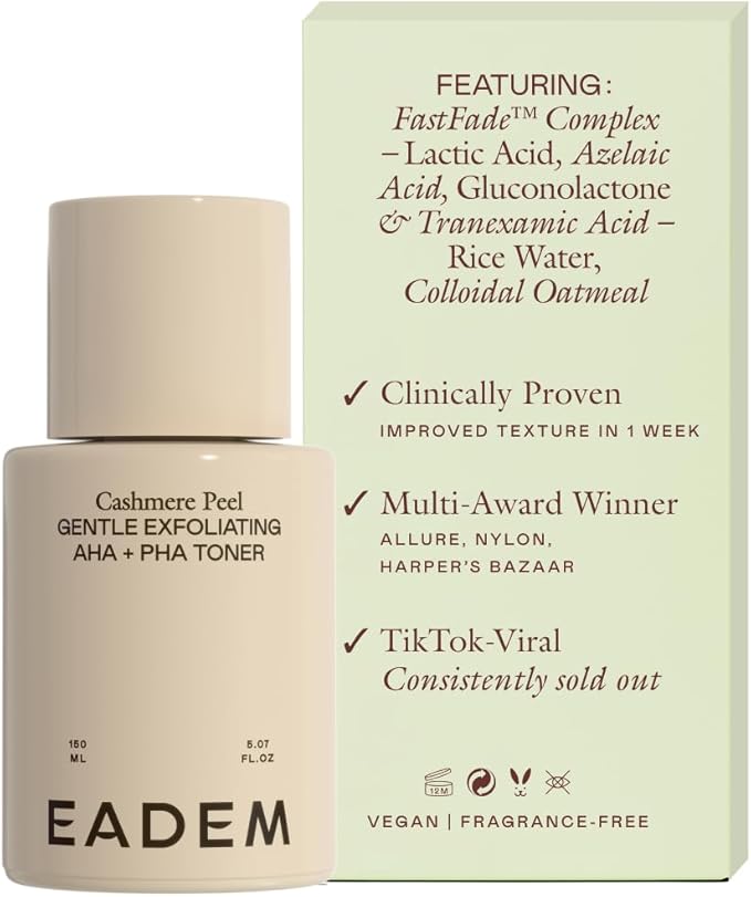EADEM Milky Rice Exfoliating Toner, AHA & PHA Face Exfoliant Pore Minimizer
