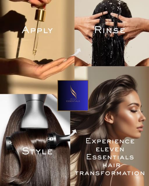 Eleven Essentials Luxury Hair Elixir (Oil) – Rosemary, Castor & Argan Hair Oil for Scalp Care, Frizz Control & Shine, Lightweight Botanical Hair Growth Support (1oz / 30ml)