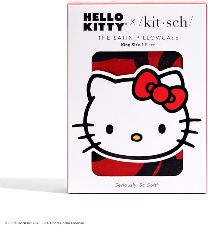 Kitsch x Hello Kitty Satin Pillowcase - Size 19x36, Sea of Bows