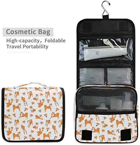 Hanging Travel Toiletry Bag Kit Makeup Case Cosmetics Organizer for Men Women (Shiba Inu-2)…