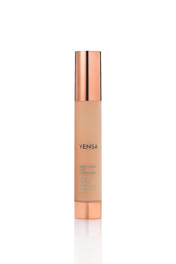 YENSA Super Serum Silk Foundation - Hydrating, Full Coverage Foundation with Vitamin C & Bakuchiol Oil - Blurs Imperfections & Evens Skin Tone - Korean Skin Care Makeup - Medium 3 (1 oz)