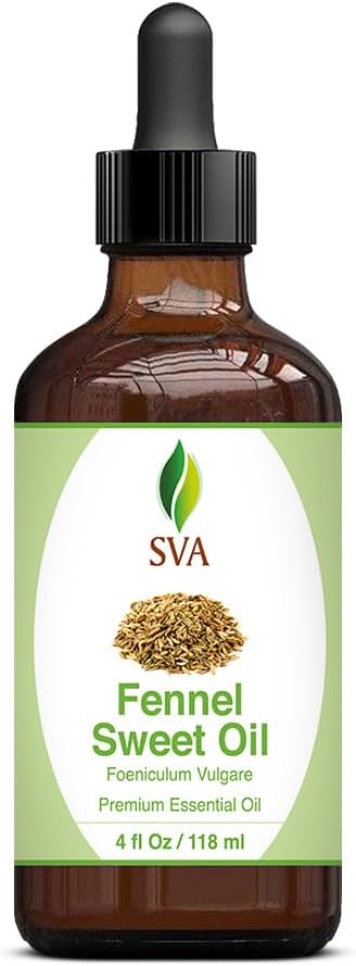 SVA Sweet Fennel Essential Oil, Glass Bottle with Dropper, 4 Fl Oz (118 ml)