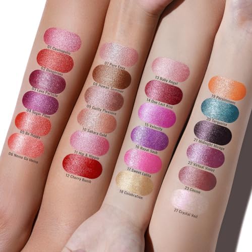Oulac Coral Orange Lipstick for Women with Metallic 3D Shine Lightweight Hydrating Formula, High Impact Lip Color, Vegan Beauty, Full Coverage Lip Makeup, Christmas Gifts for Women, Be Happy(05)