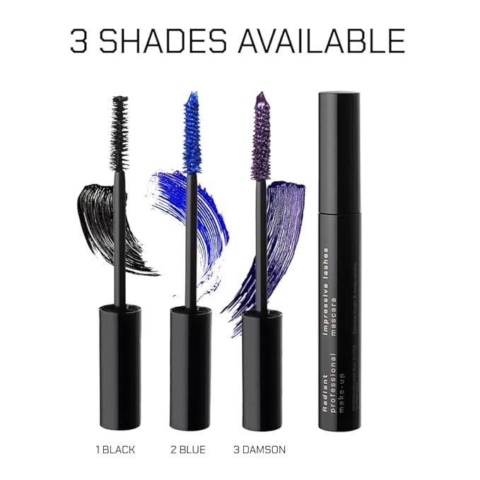 RADIANT PROFESSIONAL Lengthening Volumizing Mascara – Smudge Proof Mascara for Volume and Length – Long-Lasting, Dramatic False Lash Effect – 0.27 Fl oz (03 DAMSON)