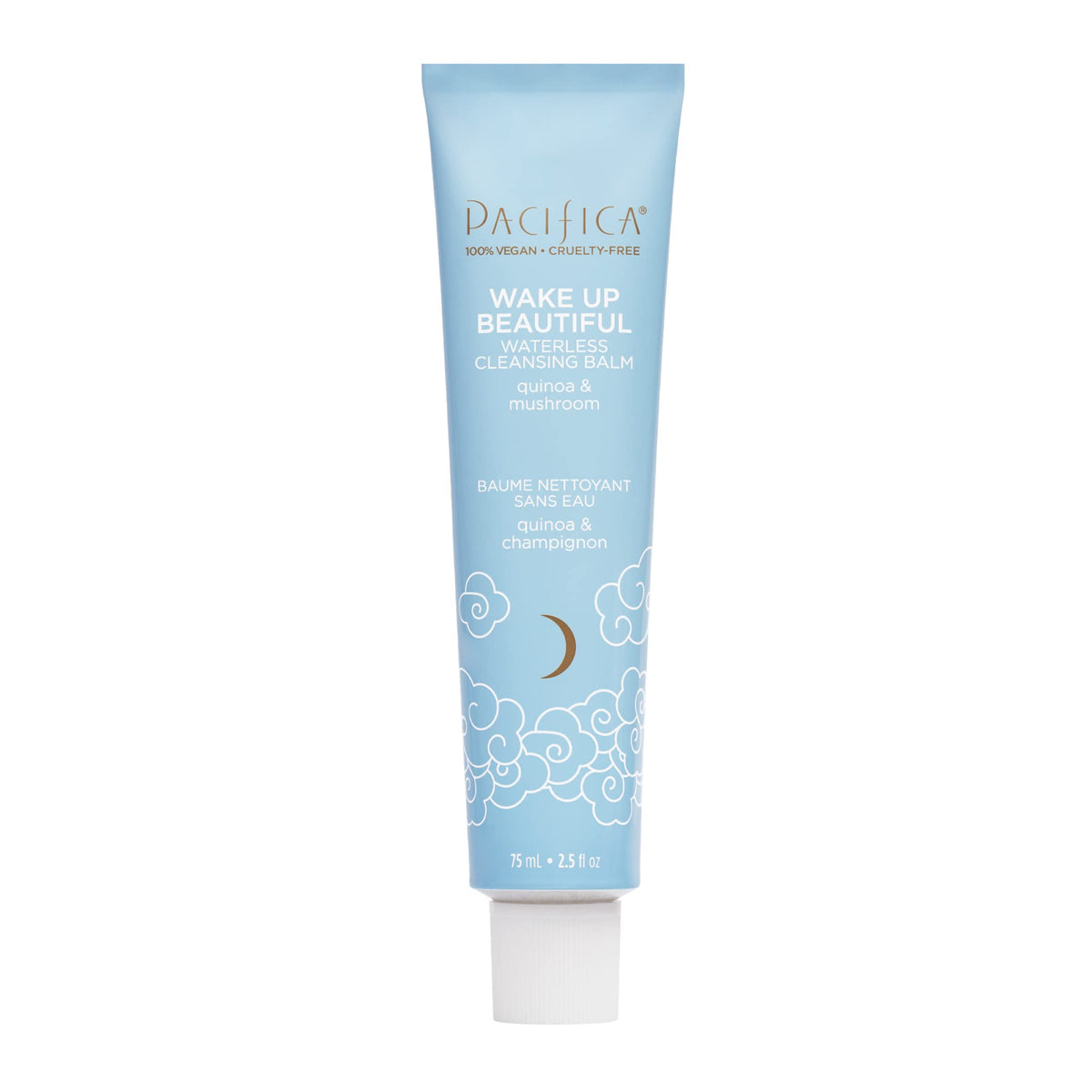 Pacifica Wake Up Beautiful Cleansing Balm & Makeup Remover - 2-in-1 Waterless Face Cleanser for Dry & Sensitive Skin, Hydrating No-Rinse Balm Dissolves Stubborn Makeup, 2.5oz