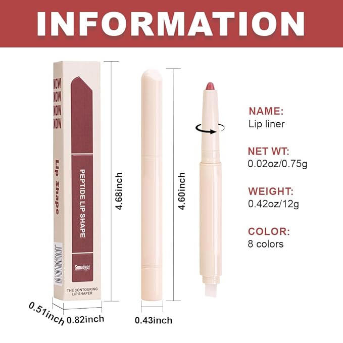 QIDSTERS Plump Matte Crayon Lip Liner Pencil, Neutral Pink Lipstick Lip Liners for Women, 24 Hour Long-Lasting Lip Gloss Makeup, With Silicone Smudger for Define Contours & Sculpting Lip, 02