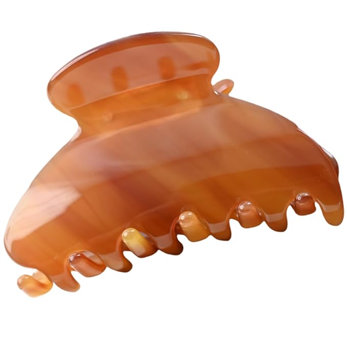 Prettyou Handmade Celluloid Acetate French Design Barrettes Tortoise Shell Claws Hair Claw Luxury Fashion Accessories Hair Clip for Women (amber)