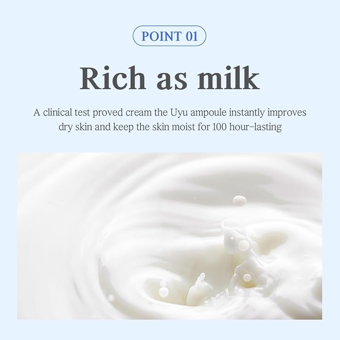 NACIFIC Uyu Cream Ampoule 50ml – Milk Protein Hydrating Serum with Jeju Milk Extract, Ceramide Complex for Dry & Sensitive Skin, Barrier Repair, Long-Lasting Moisture