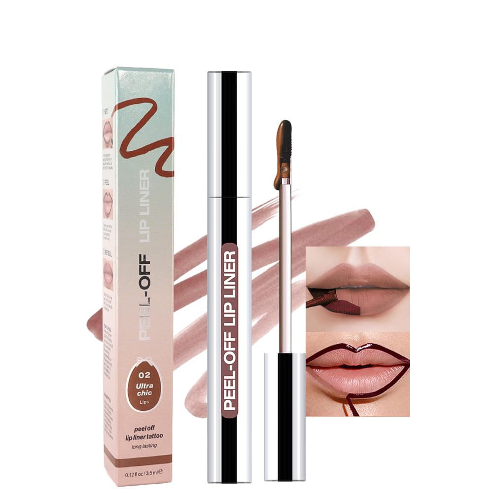 JUAAZIN Matte Liquid Lip Stain Peel Off Lip liner Tattoo, Brown Matte Peel Off Lip Stain, Long Lasting Waterproof Lipstick Lip Gloss Stain, Transfer-proof for All Skin Types, 0.12 fl oz 02#