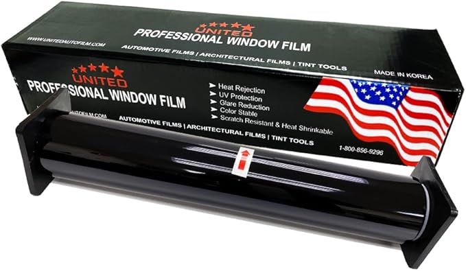 UNITED Window Tint 24"In 100'Ft 3% Nano Carbon Film 2Ply Charcoal 3% VLT - Clear PET Privacy Window Tint for Car, Home, Blocks UV/IR Rays, Reduce Heat & Glare- Adhesive Film - Lifetime Color Stability