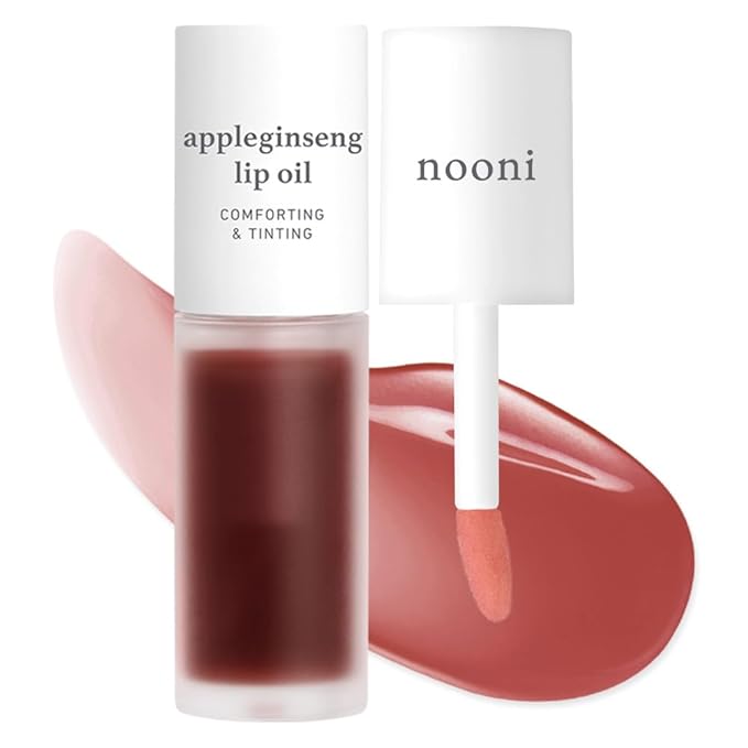 NOONI Korean Lip Oil - Appleginseng - Plumping & Hydrating Tinted Lip Gloss
