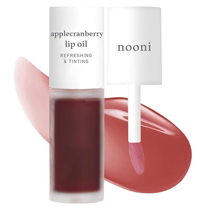 NOONI Korean Lip Oil - Applecranberry - Plumping & Hydrating Tinted Gloss