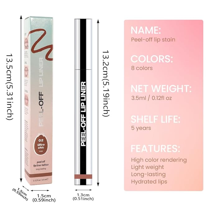 IATMOMOD Brown Liquid Matte Lip Liner Stain Peel Off with Tweezer, Long Lasting, Waterproof Matte Lipstick Lip Gloss Tattoo for Women, Transfer-prof Lip Tint Makeup for All Skin Types 02#