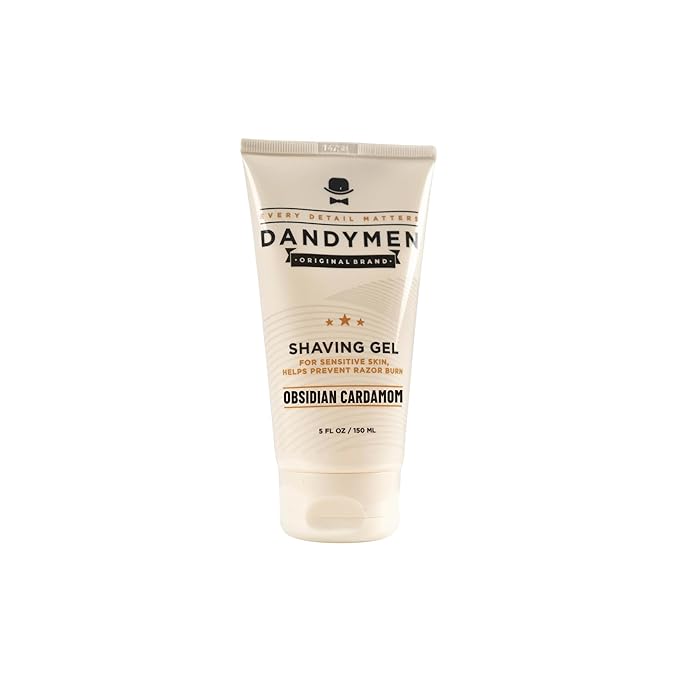 DandyMen Clear Shaving Gel for Men – Precision Edge with Pro-Vitamin B5 – Non-Foaming & Hydrating for Sensitive Skin – Obsidian Cardamom, 5 oz