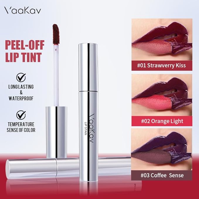 VaaKav Peel Off Lip Stain Lip Liner – Waterproof Tattoo Lip Tint, Long Lasting Smudge-Proof Transfer-Proof, Highly Pigmented Precision Lip Liner for Full Lips(02 Orange Light)