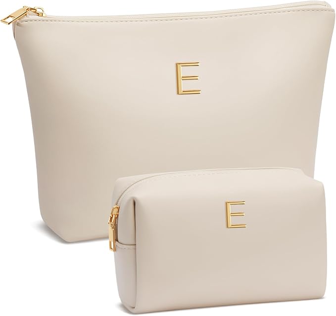 CLOUDWINGS Gifts for Women Girls Personalized Initial Travel Makeup Bag