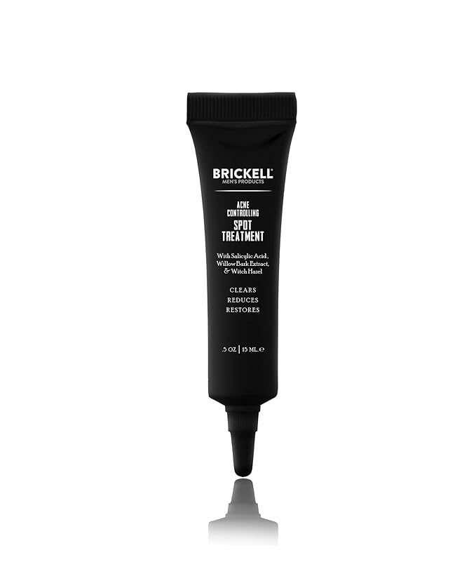 Brickell Men's Acne Controlling Spot Treatment for Men, Acne Spot Treatment to Reduce Acne, Calms Skin Redness and Soothes Acne, With Salicylic Acid, Witch Hazel, and Aloe, 0.5 Ounce, Unscented