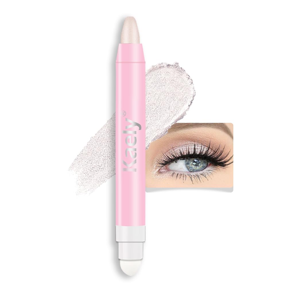 Kaely 2in1 Cream Eye Shadow Brightener Sticks for Eyes, Pencil Eyeshadow Applicator Stick Waterproof Pigmented, Eye Shadow Palette Highlighter Makeup, sombras para ojos, 37 Rose Gold Shimmer