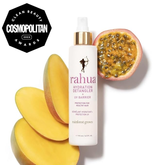 Rahua Hydration Detangler + UV Barrier - Leave-In Spray for All Hair Types - Vegan Heat Protectant and Anti-Frizz Mist with Morete Oil, Sacha Inchi and Mango - Color Safe - 6.5 Fl Oz