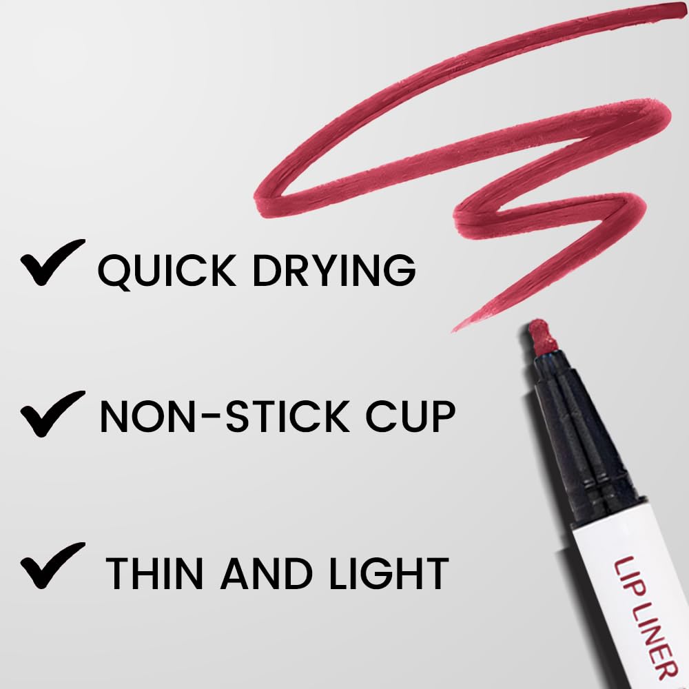 Kaely Wine Longwear Liquid Lip Liner Waterproof, 24 Hour Long Lasting Lip Liner Stain Marker Pen, 2-in-1 Matte Semi Permanent Lipliner & Lipstick, Vegan & Cruelty-Free, 14