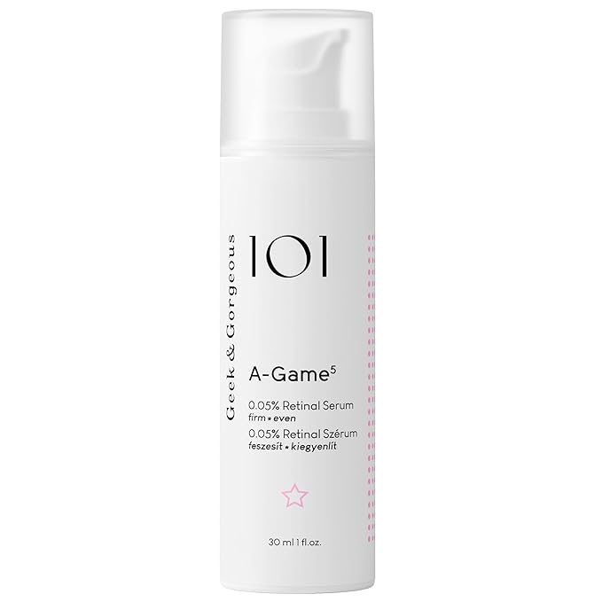 Geek & Gorgeous A-Game 5-0.05% Retinal Facial Serum - Lightweight Formula for Smoother, More Radiant-Looking Skin - 1 oz