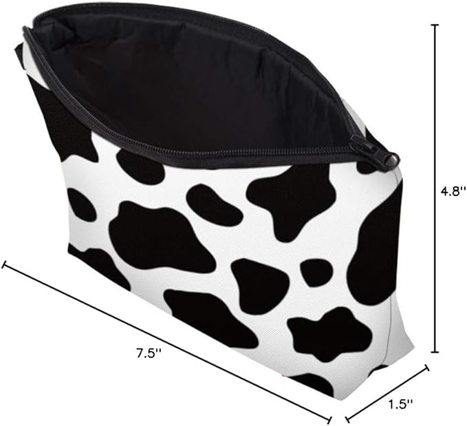 Aiphamy Cute Travel Makeup Bag Cosmetic Bag Small Pouch Gift for Women (Cow Print)