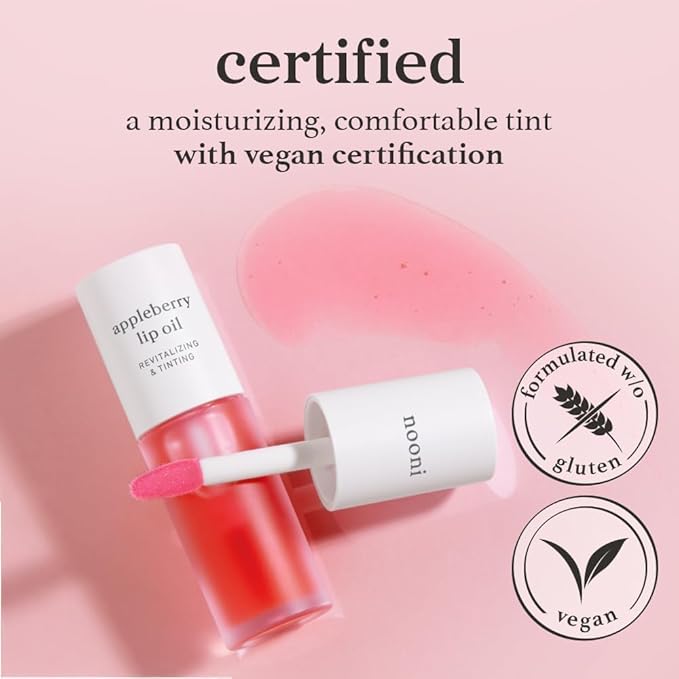 NOONI Korean Lip Oil - Appleberry - Plumping & Hydrating Tinted Lip Gloss