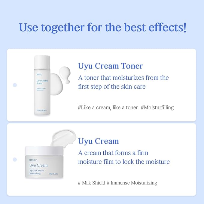 NACIFIC Uyu Cream Ampoule 50ml – Milk Protein Hydrating Serum with Jeju Milk Extract, Ceramide Complex for Dry & Sensitive Skin, Barrier Repair, Long-Lasting Moisture